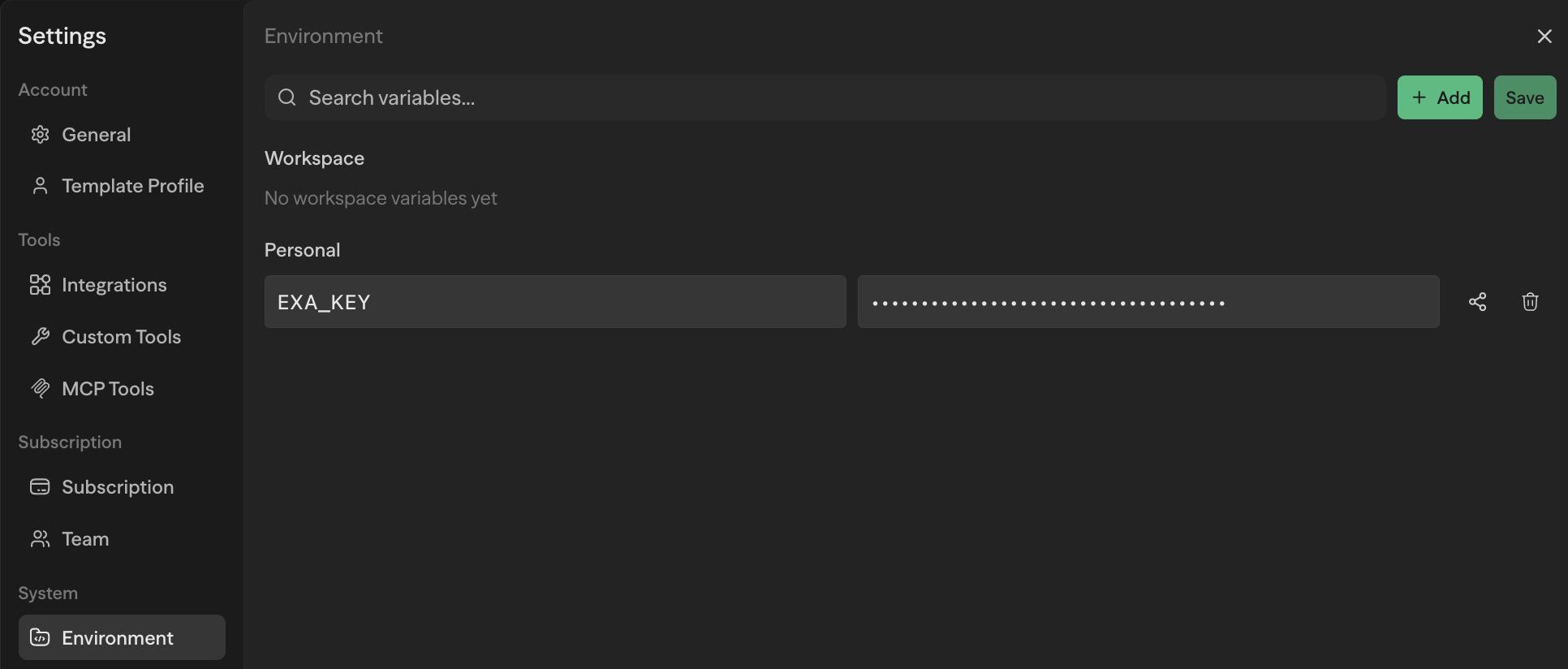 Add environment variable