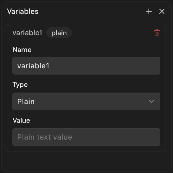 Variables panel